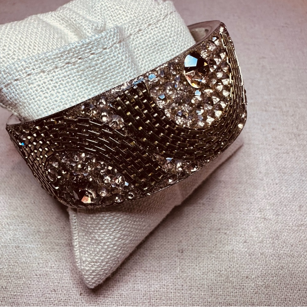 Chamak By Priya | Bracelet | Wide Crystal Bracelet in Gold - Picture 9 of 16